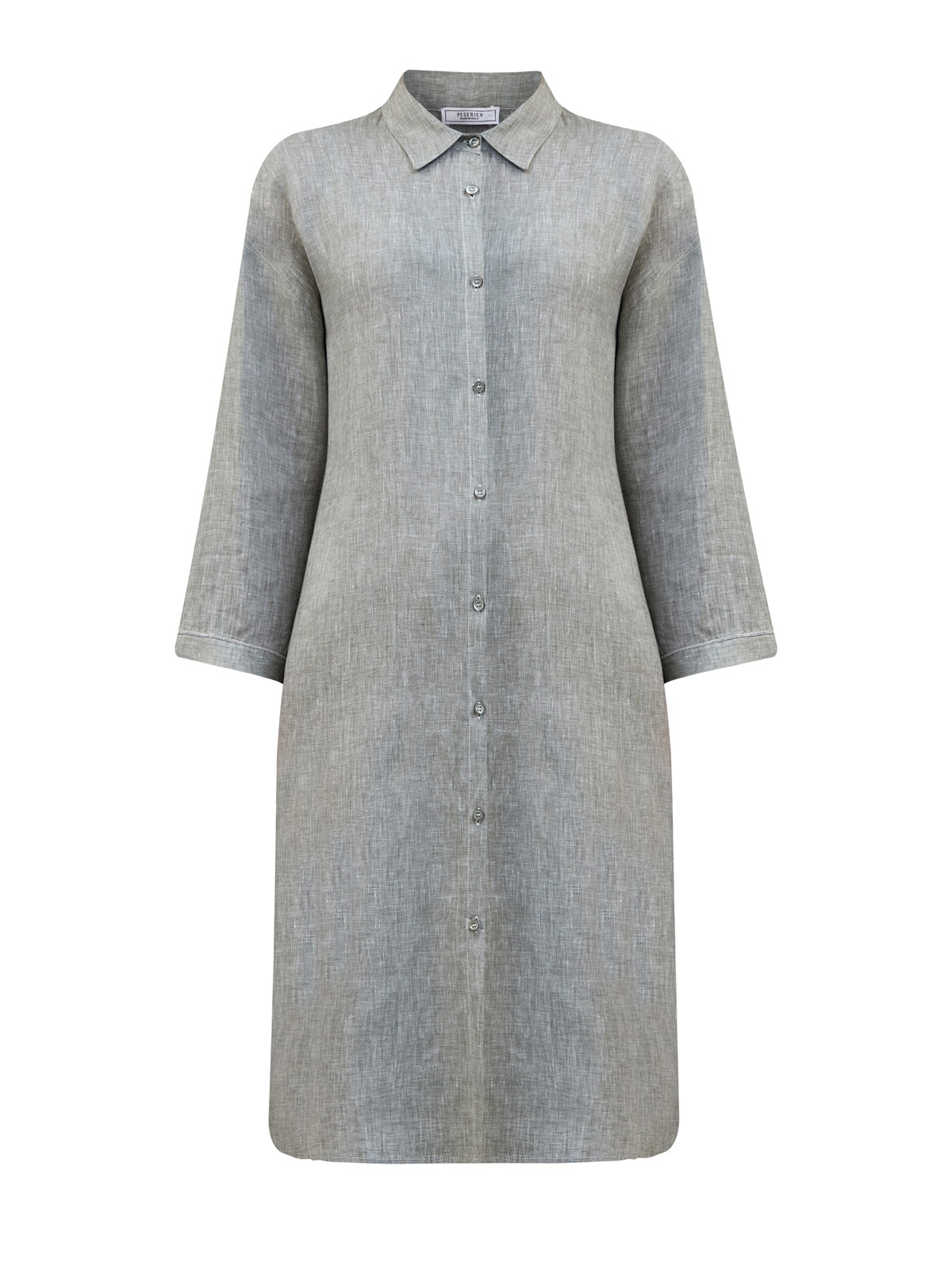 

Удлиненная рубашка из льна с разрезами и цепочками Punto Luce, Зеленый, Удлиненная рубашка из льна с разрезами и цепочками Punto Luce